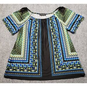 Travel Elements Blouse Womens XL Multicolor Geometric Summer Breeze Pullover New